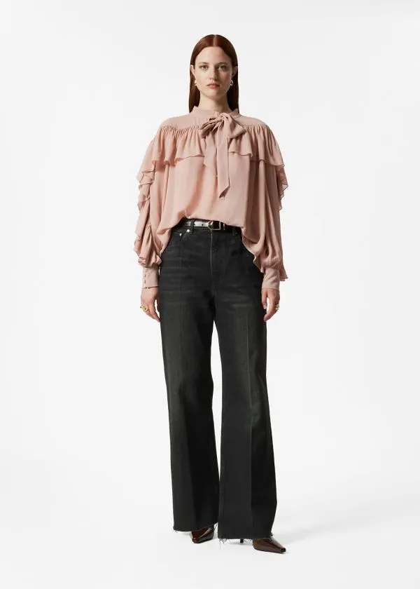 Women Blouses and Shirts and Other Stories Ruffled BowDetailed Blouse Beige