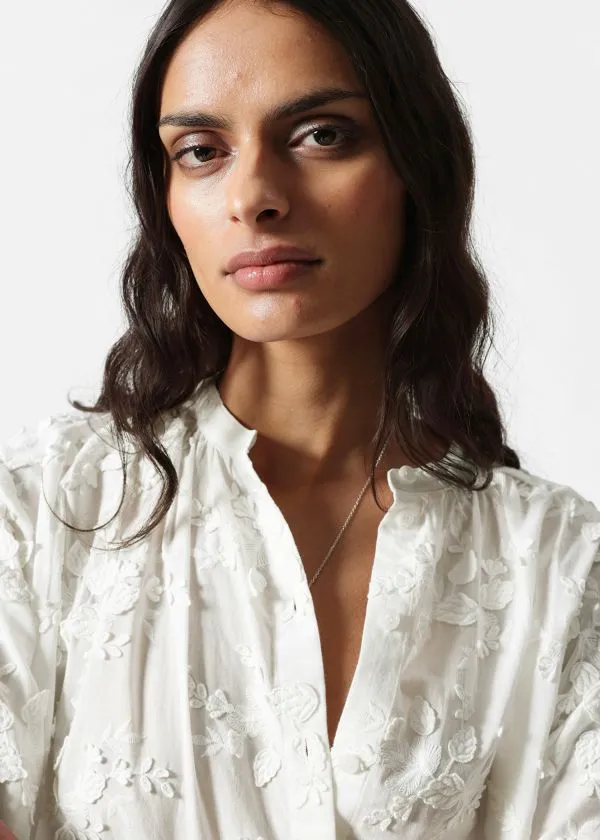 Women Blouses and Shirts and Other Stories Voluminous FloralAppliqu Blouse White