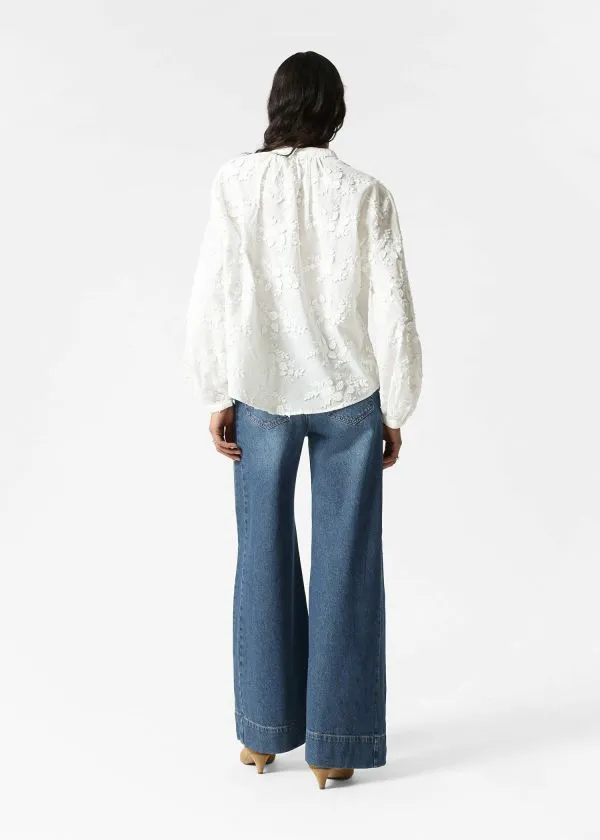 Women Blouses and Shirts and Other Stories Voluminous FloralAppliqu Blouse White