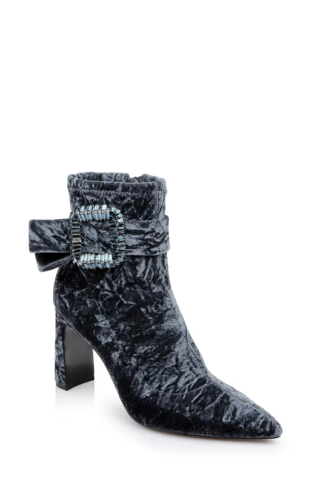Women Booties and Boots Badgley Mischka Adrian Velvet Block Heel Booties Anthracite Fabric Women Booties and Boots Badgley Mischka Adrian Velvet Block Heel Booties Anthracite Fabric