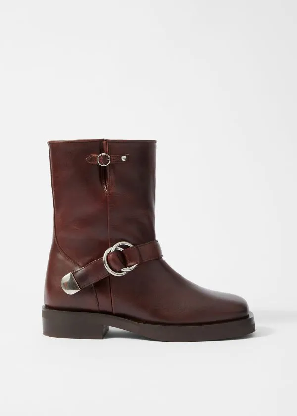 Women Boots and Other Stories Leather Biker Boots Brown