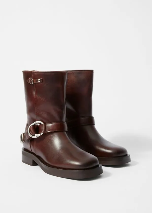 Women Boots and Other Stories Leather Biker Boots Brown