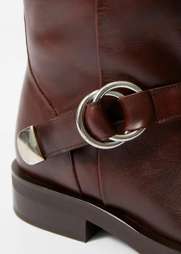 Women Boots and Other Stories Leather Biker Boots Brown