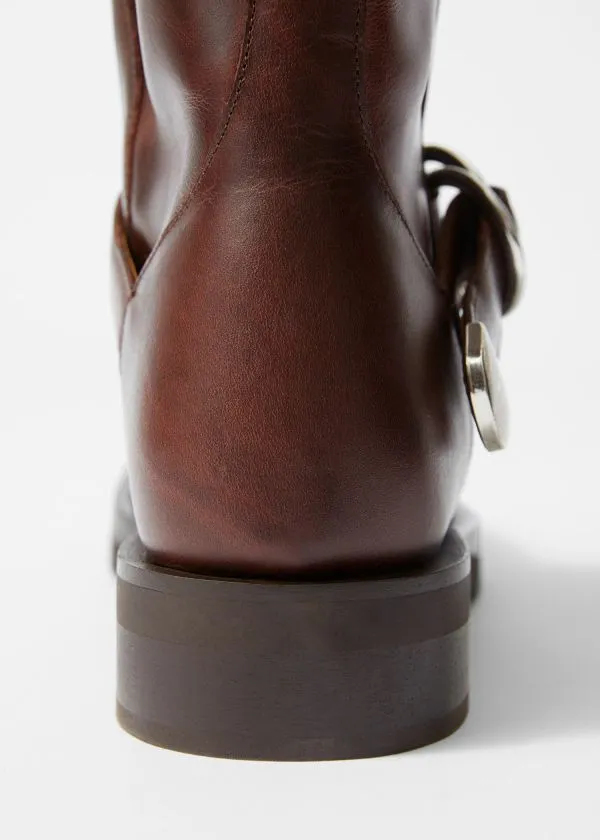 Women Boots and Other Stories Leather Biker Boots Brown