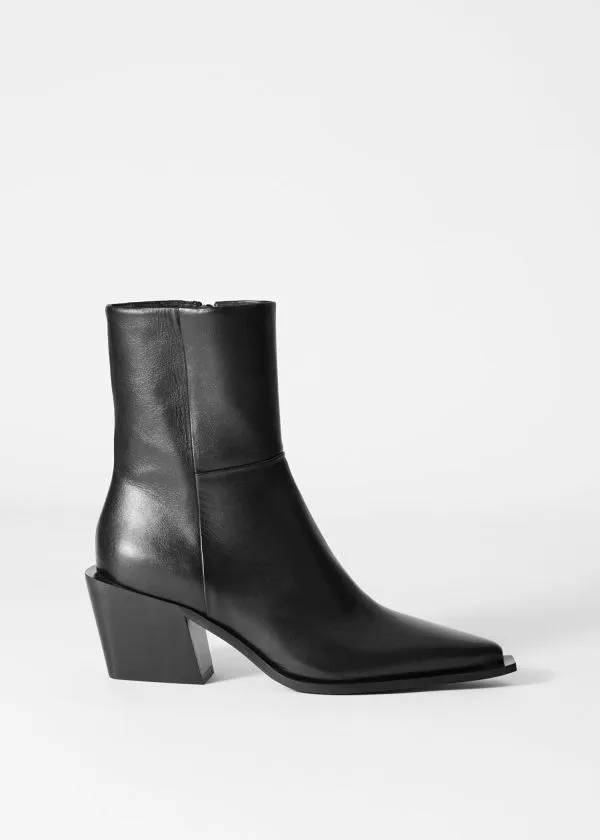 Women Boots and Other Stories Sleek Leather Cowboy Boots Black