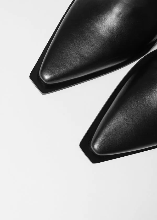 Women Boots and Other Stories Sleek Leather Cowboy Boots Black