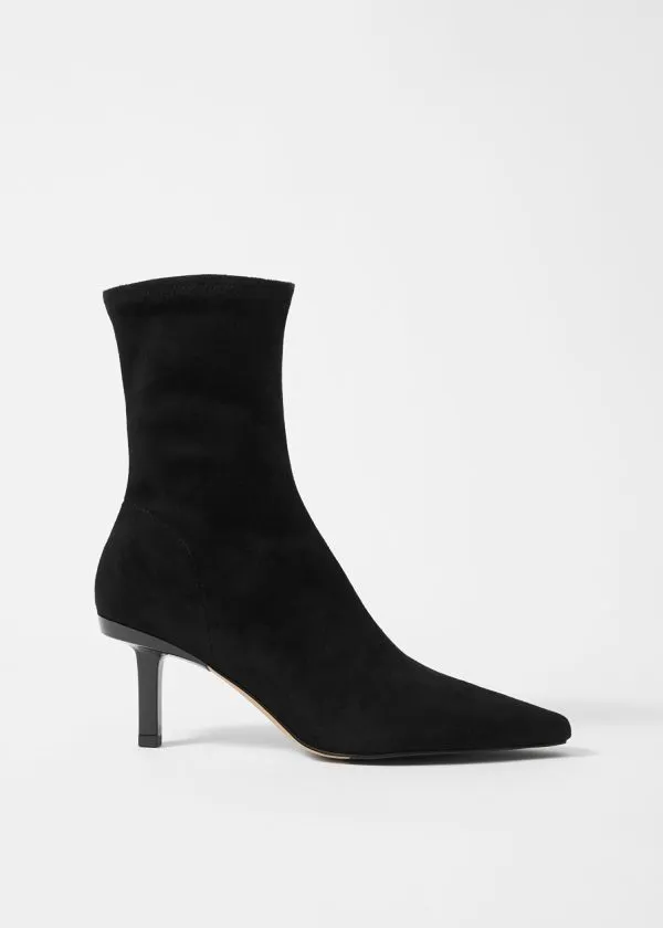 Women Boots and Other Stories StretchLeather Ankle Boots Black Suede
