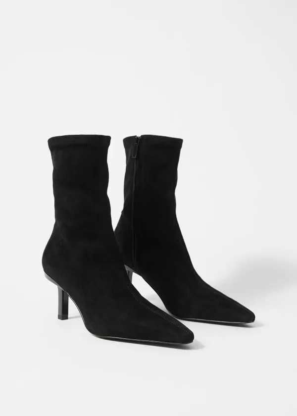 Women Boots and Other Stories StretchLeather Ankle Boots Black Suede