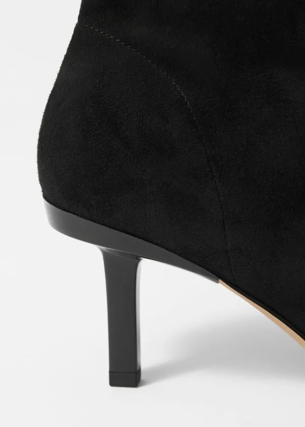Women Boots and Other Stories StretchLeather Ankle Boots Black Suede