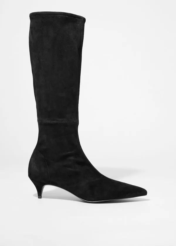 Women Boots and Other Stories StretchSuede Knee Boots Black