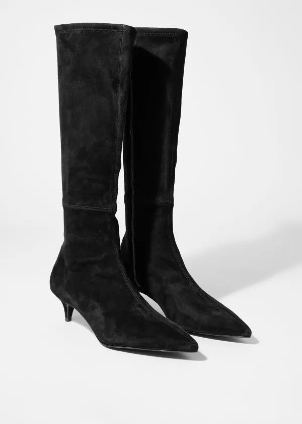 Women Boots and Other Stories StretchSuede Knee Boots Black