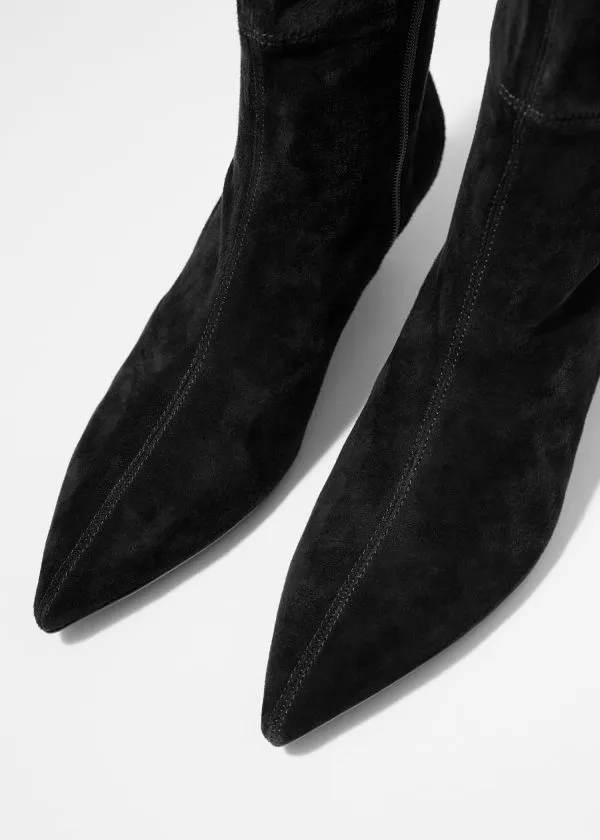Women Boots and Other Stories StretchSuede Knee Boots Black