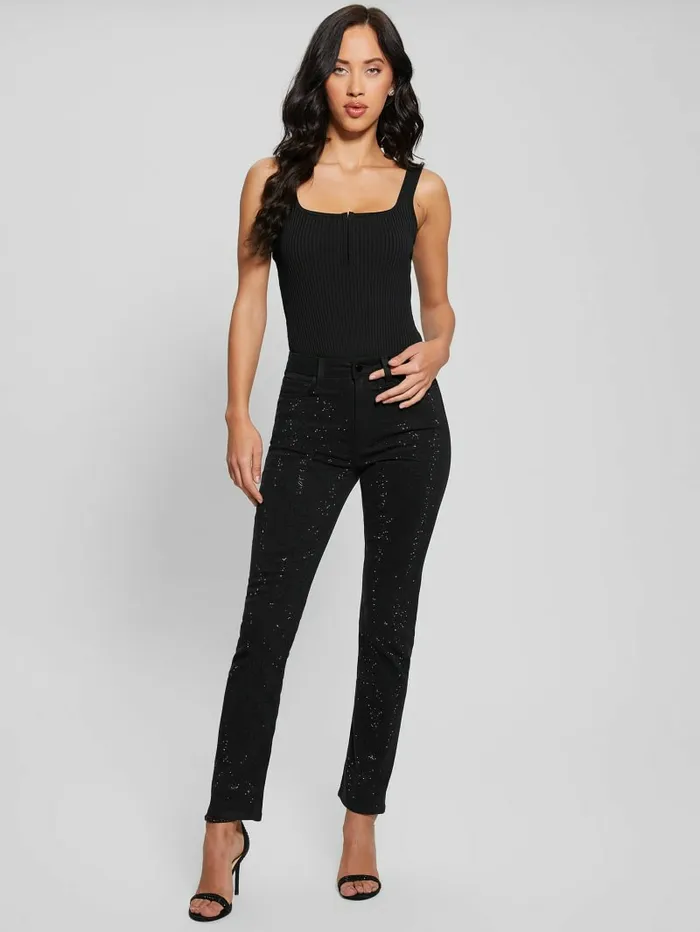 Women Bottoms GUESS Girly Satin Pants Black