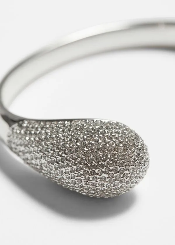 Women Bracelets and Other Stories Crystal Encrusted Bangle Silver