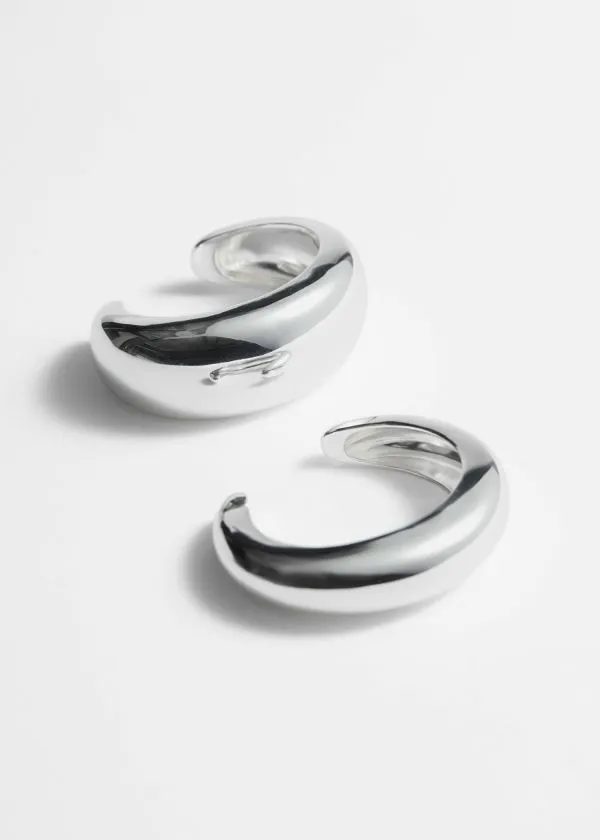 Women Bracelets and Other Stories Set Of Two Domed Cuffs Silver