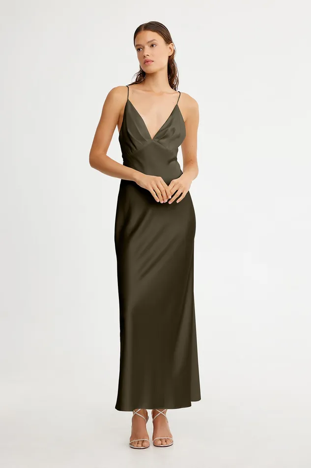 Women Bridesmaids Significant Other ESME PLUNGE MIDI DRESS