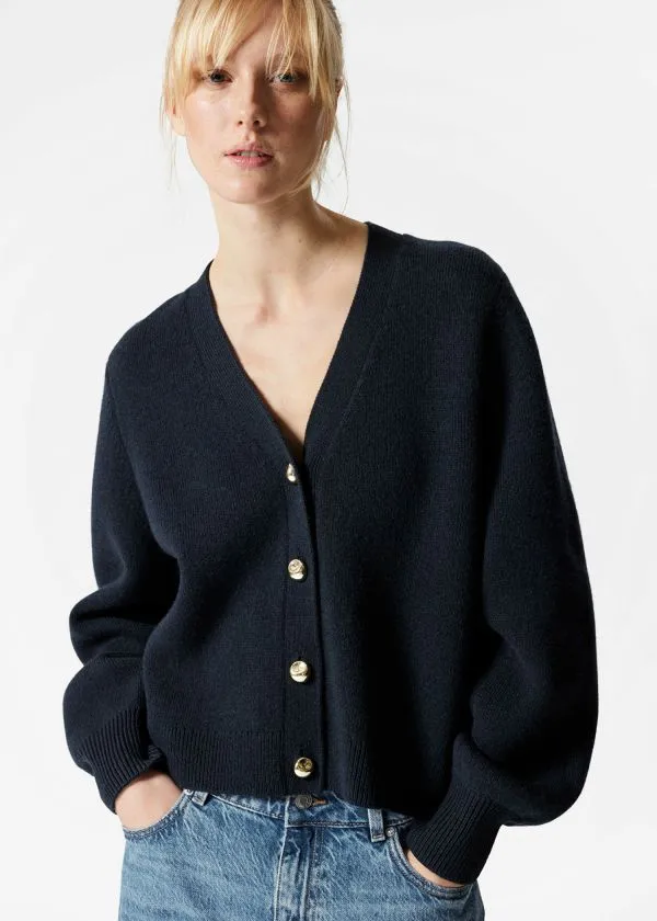 Women Cardigans and Other Stories Relaxed Knit Cardigan Dark Blue