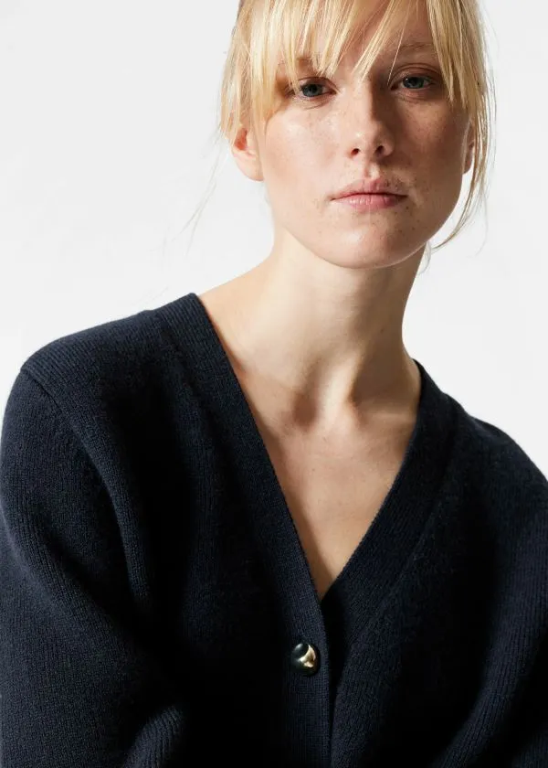 Women Cardigans and Other Stories Relaxed Knit Cardigan Dark Blue