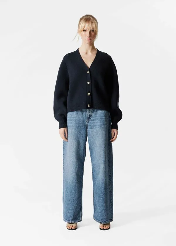 Women Cardigans and Other Stories Relaxed Knit Cardigan Dark Blue