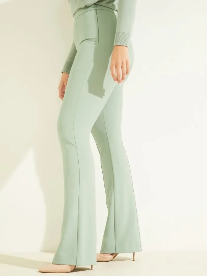 Women Chloe Flared Pant Slate Gray Bottoms GUESS Women Chloe Flared Pant Slate Gray Bottoms GUESS