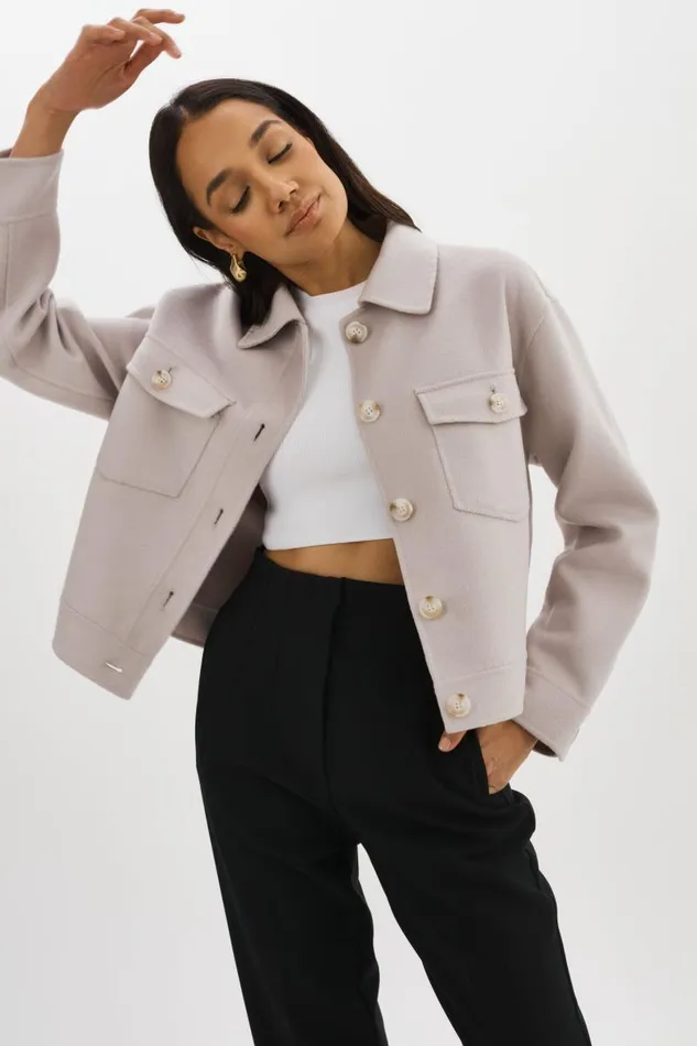 Women CHRISTINE Wool Jacket Feather Grey LAMARQUE Wool
