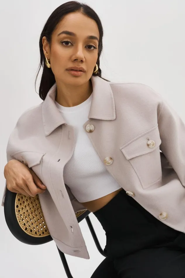 Women CHRISTINE Wool Jacket Feather Grey LAMARQUE Wool