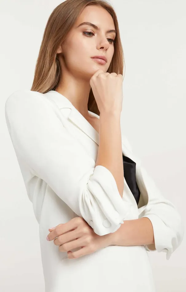 Women Cinq Sept Blazers Crepe Khloe Blazer Ivory