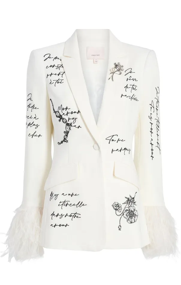 Women Cinq Sept Blazers Love Letter Feather Cheyenne Blazer Ivoryblack