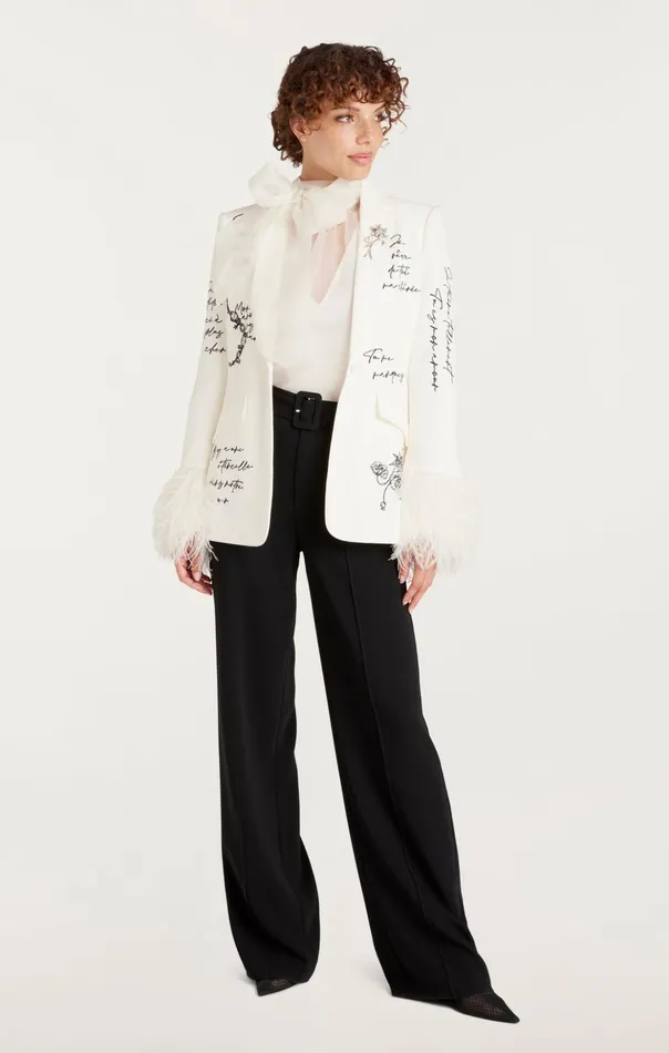 Women Cinq Sept Blazers Love Letter Feather Cheyenne Blazer Ivoryblack