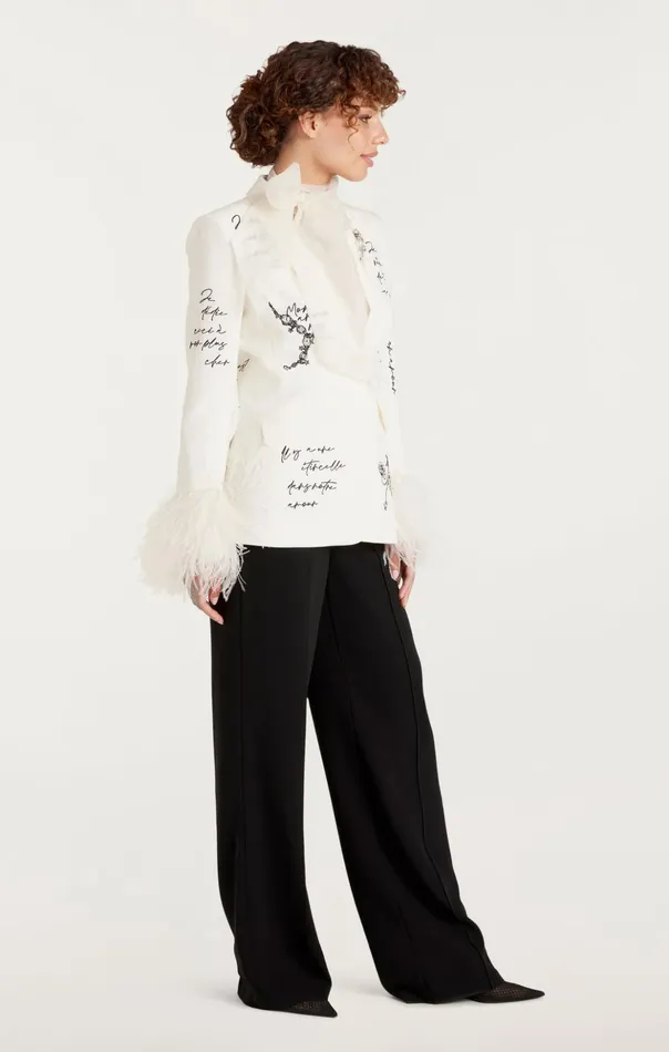 Women Cinq Sept Blazers Love Letter Feather Cheyenne Blazer Ivoryblack