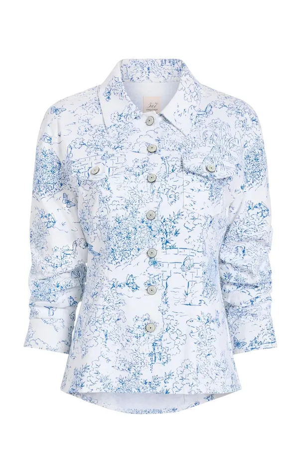 Women Cinq Sept Denim Garden Toile Scrunched Canyon Jacket Whiteblue