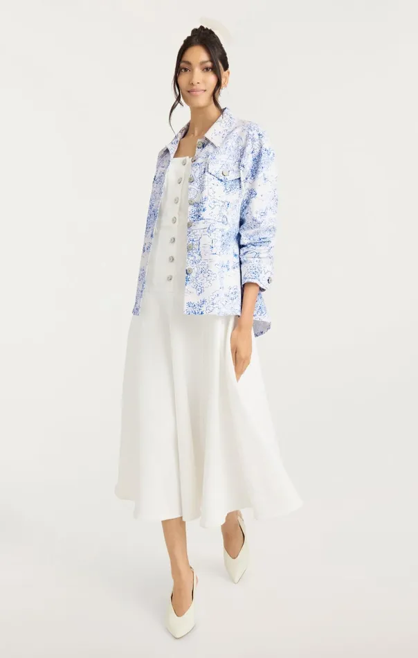Women Cinq Sept Denim Garden Toile Scrunched Canyon Jacket Whiteblue