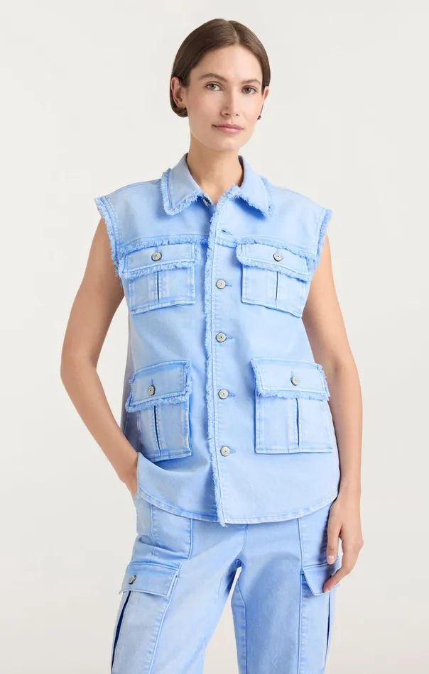 Women Cinq Sept Denim Sleeveless Vera Jacket Skylight