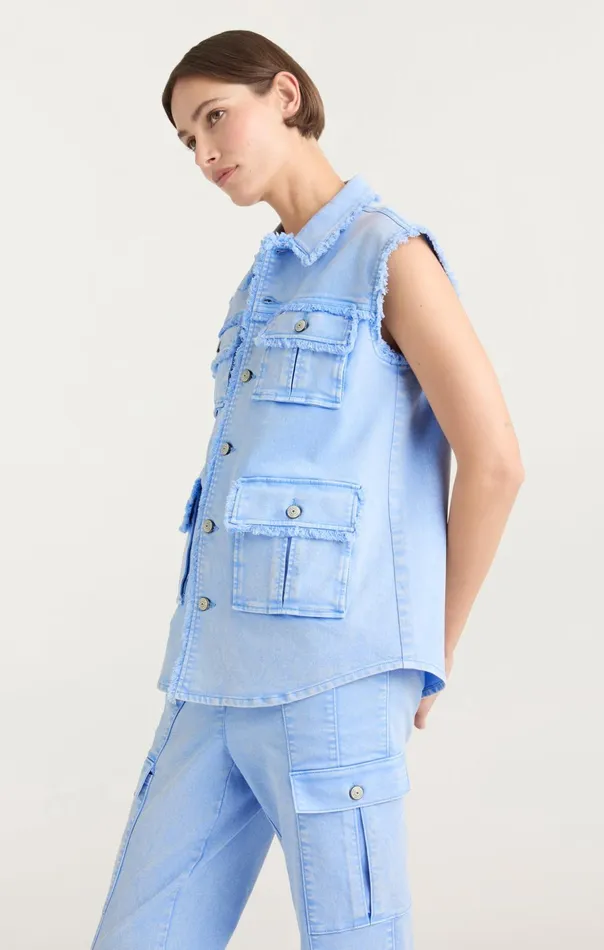 Women Cinq Sept Denim Sleeveless Vera Jacket Skylight