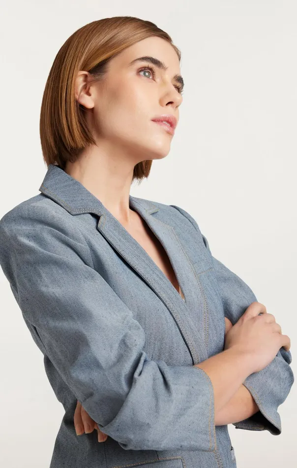 Women Cinq Sept Jackets Denim Khloe Blazer Light Indigo
