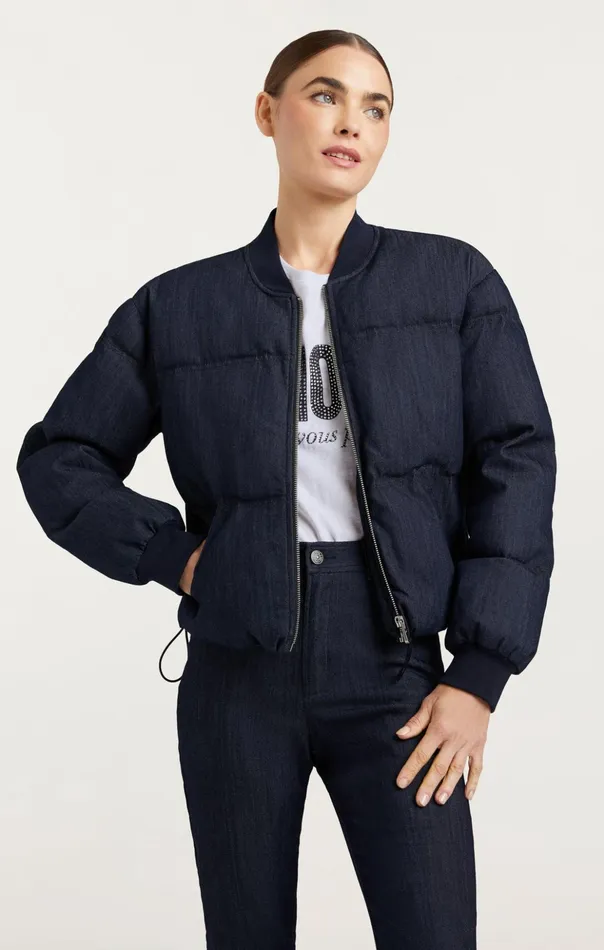 Women Cinq Sept Jackets Denim Maris Puffer Indigo