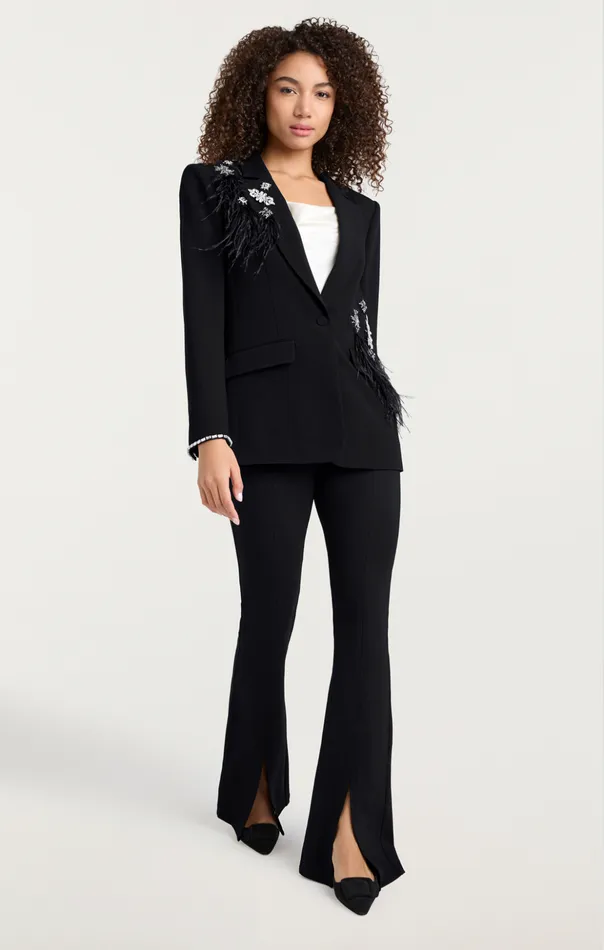 Women Cinq Sept Jackets Feather Bouquet Jamila Blazer Black