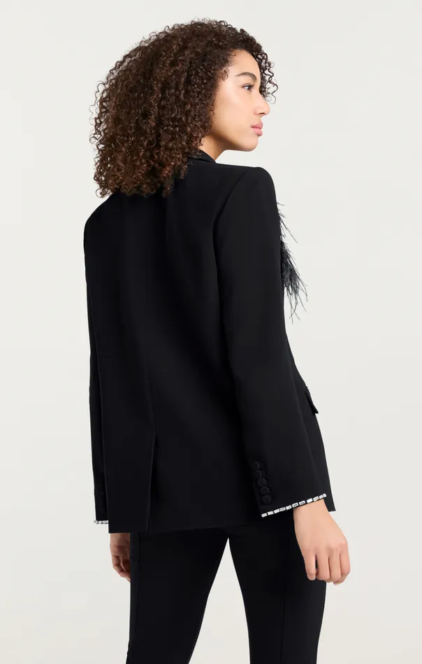 Women Cinq Sept Jackets Feather Bouquet Jamila Blazer Black