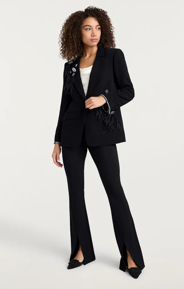 Women Cinq Sept Jackets Feather Bouquet Jamila Blazer Black