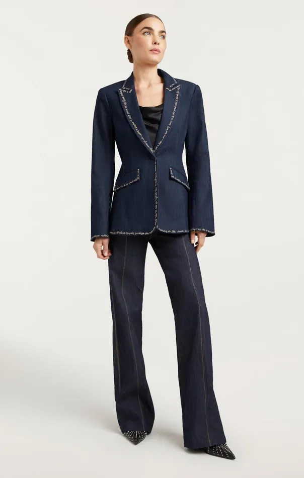 Women Cinq Sept Jackets Love Letter Denim Cheyenne Blazer Indigo