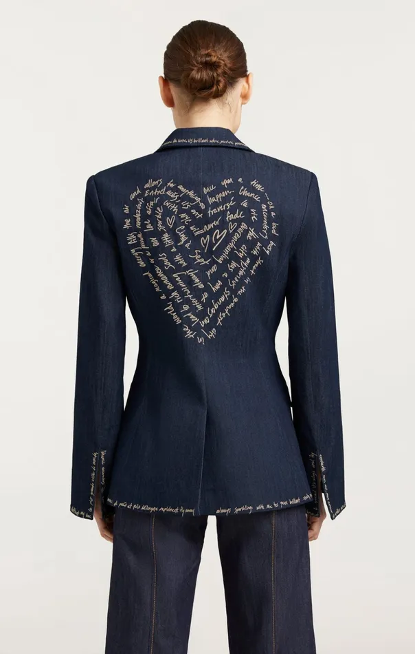 Women Cinq Sept Jackets Love Letter Denim Cheyenne Blazer Indigo
