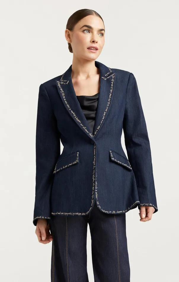 Women Cinq Sept Jackets Love Letter Denim Cheyenne Blazer Indigo