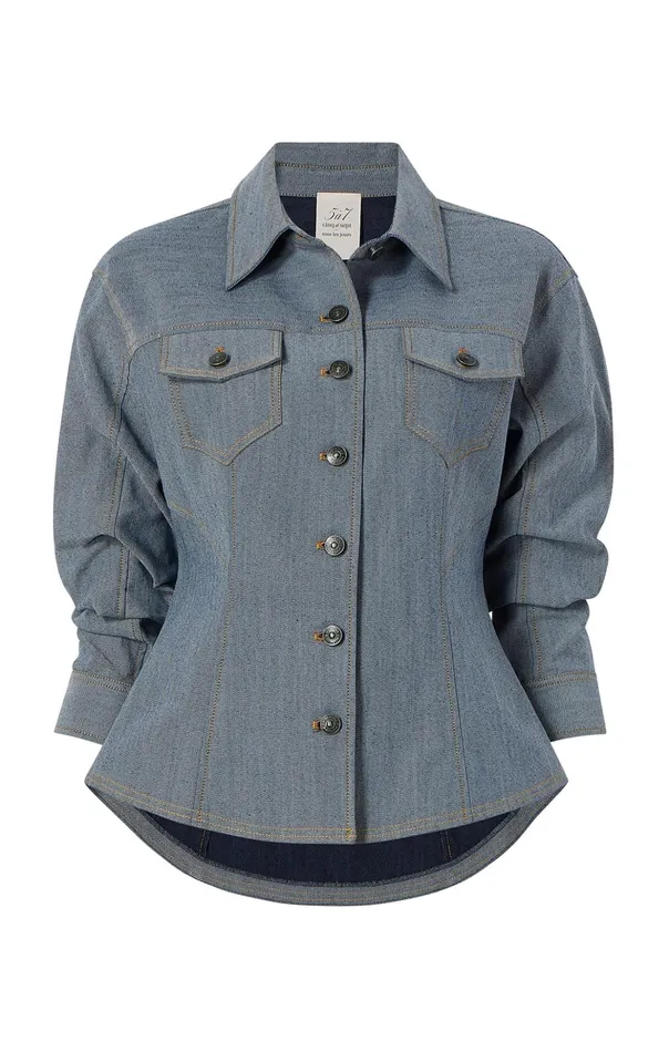 Women Cinq Sept Jackets Reverse Denim Scrunched Canyon Jacket Light Indigo
