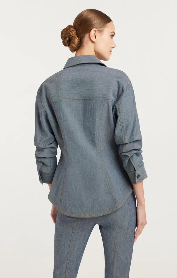 Women Cinq Sept Jackets Reverse Denim Scrunched Canyon Jacket Light Indigo