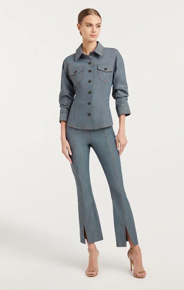Women Cinq Sept Jackets Reverse Denim Scrunched Canyon Jacket Light Indigo