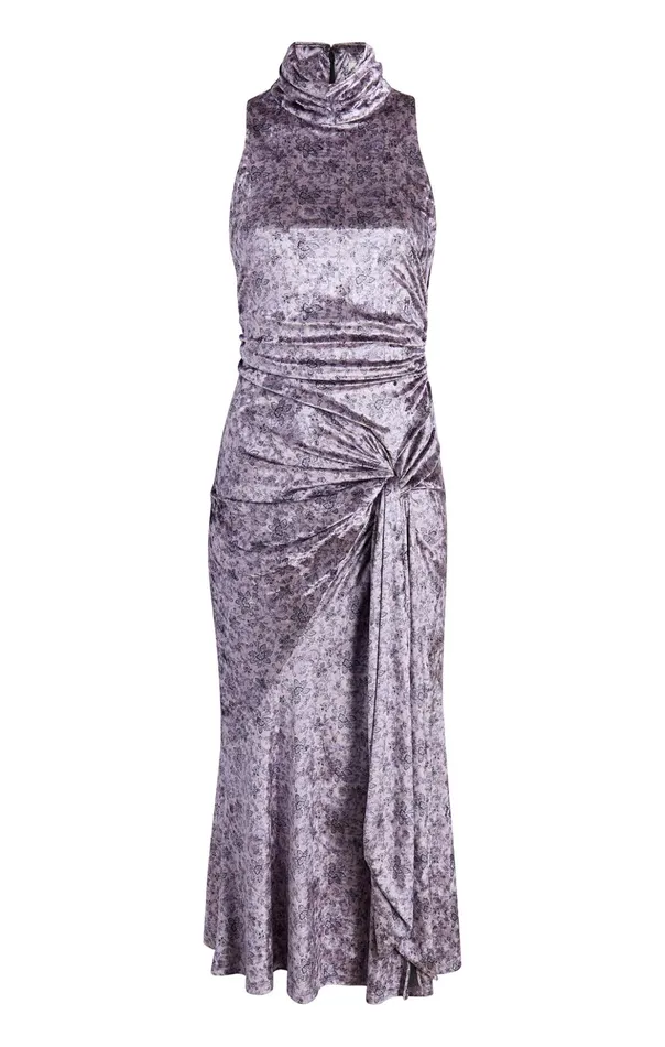 Women Cinq Sept Midi Butterfly Paisley Rori Dress Lilac Multi