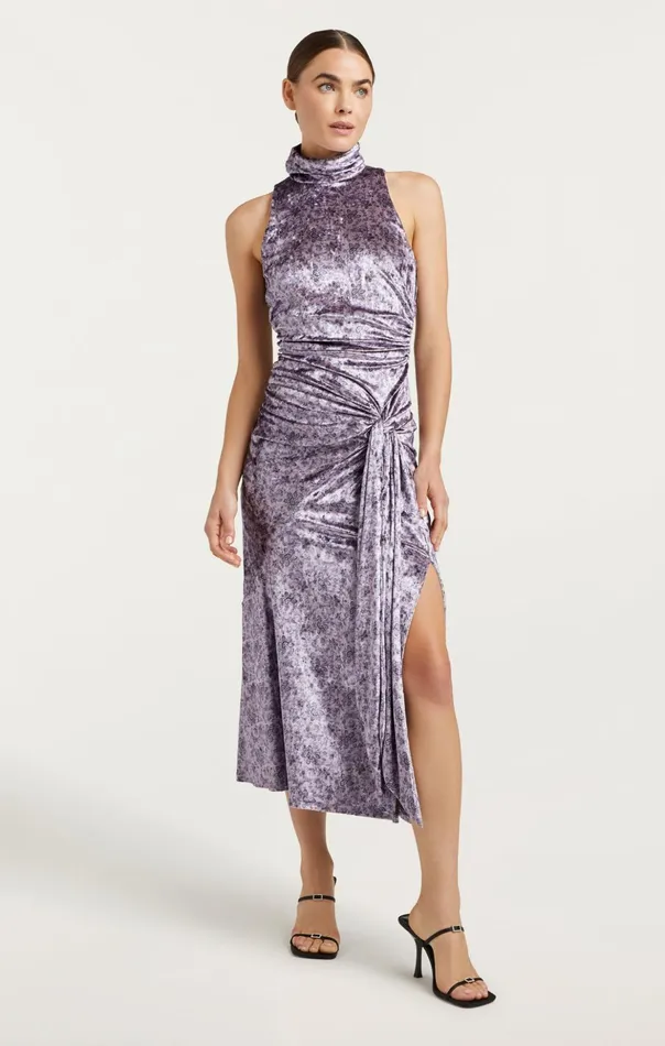 Women Cinq Sept Midi Butterfly Paisley Rori Dress Lilac Multi