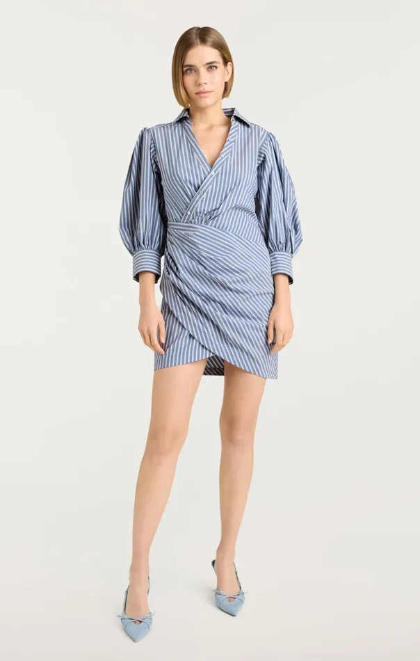 Women Cinq Sept Mini Macaulay Dress Sabrina Stripe Astro Blue Multi