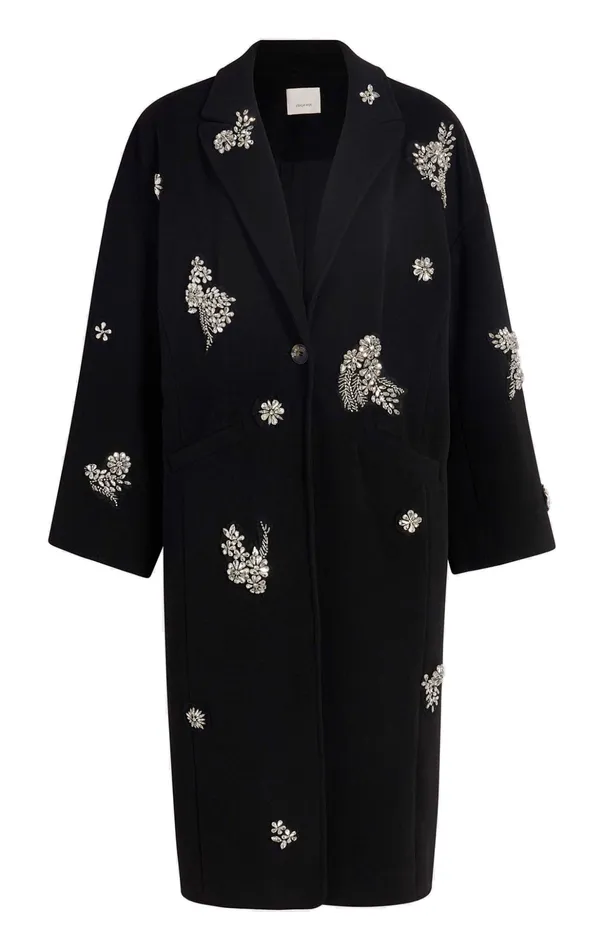 Women Cinq Sept Outerwear Crystal Ivy Gravis Coat Black