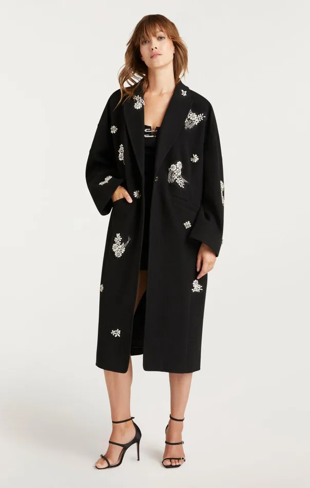 Women Cinq Sept Outerwear Crystal Ivy Gravis Coat Black